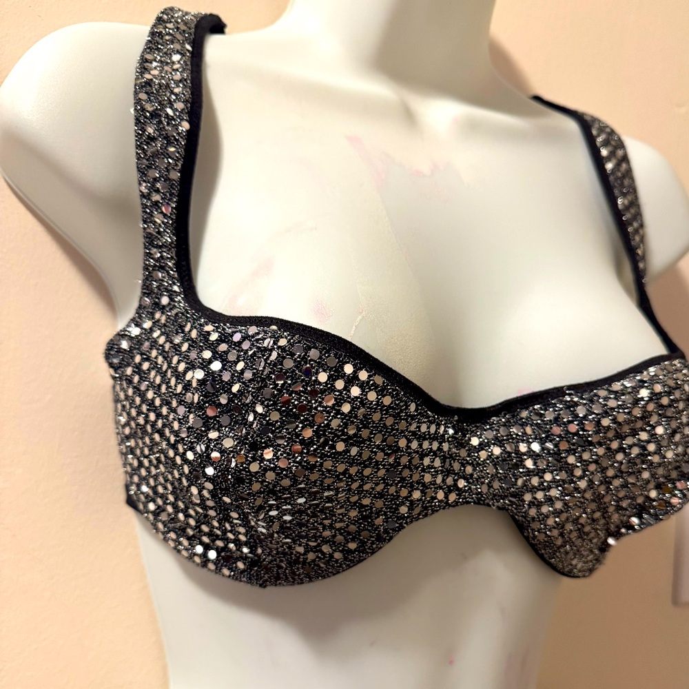 ⭐️SALE⭐️🪩Disco Ball 🪩 Mirrored Glitter Bra Top size 38C Get Festival Ready👯♀️